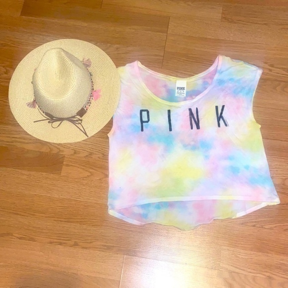 VS PINK || Tie Dye Logo Shirt with Hi-Lo Hem
